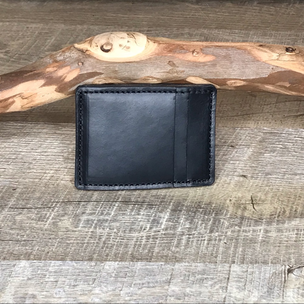 Card holder wallet Horween leather Multi-slim black minimalist handmade wallet - Picture 2 of 6
